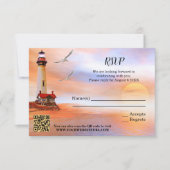 Carte RSVP Mariage de phare de plage artistique (Devant)