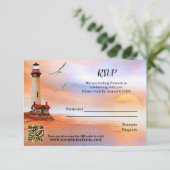 Carte RSVP Mariage de phare de plage artistique (Debout devant)