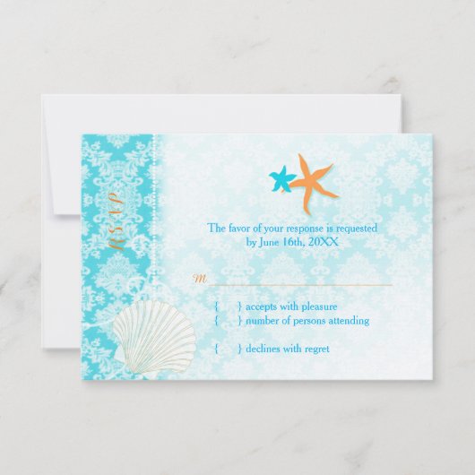Carte RSVP Mariage de plage de Pair Starfish (Devant)