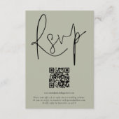 Carte RSVP Mariage de script de code QR moderne (Devant)