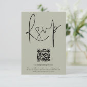 Carte RSVP Mariage de script de code QR moderne (Debout devant)