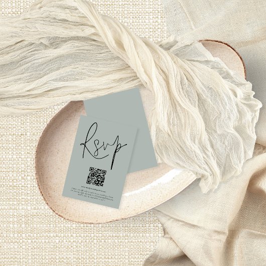 Carte RSVP Mariage de script de code QR moderne