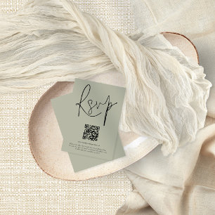 Carte RSVP Mariage de script de code QR moderne