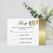 Carte RSVP Mariage Design Coeurs d'or élégant (Debout devant)