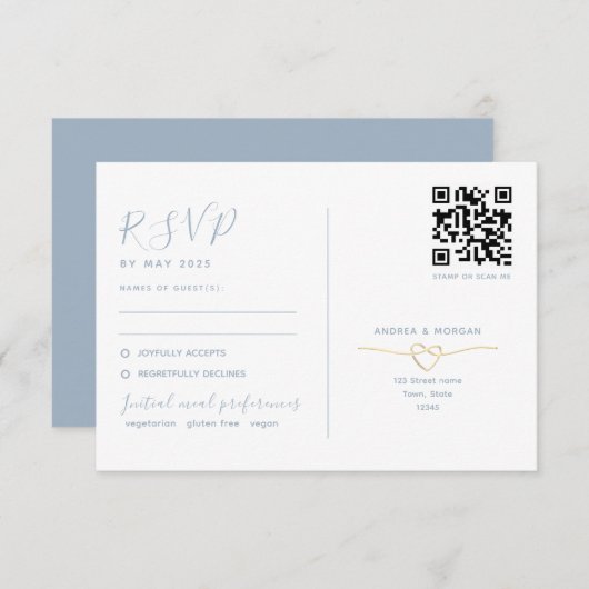 Carte RSVP mariage double fonction avec code QR (Devant / Derrière)