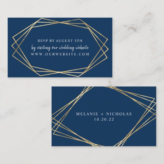 Carte RSVP mariage en ligne Gold Frame | toute cou (Devant / Derrière)