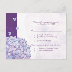 Carte RSVP Mariage Entree Choix Cute Hydrangea