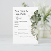 Carte RSVP Mariage Espagnol vert (Debout devant)