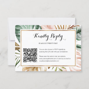 Carte RSVP Mariage Feuille tropical