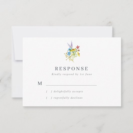 Carte RSVP Mariage Fleur sauvage Watercolor Vibran (Devant)