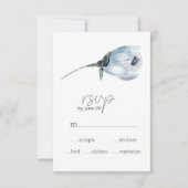 Carte RSVP Mariage Fleurs Bleues Dusty (Devant)