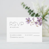 Carte RSVP Mariage Fleurs d'aquarelle Boho violet (Debout devant)