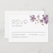 Carte RSVP Mariage Fleurs d'aquarelle Boho violet (Devant / Derrière)