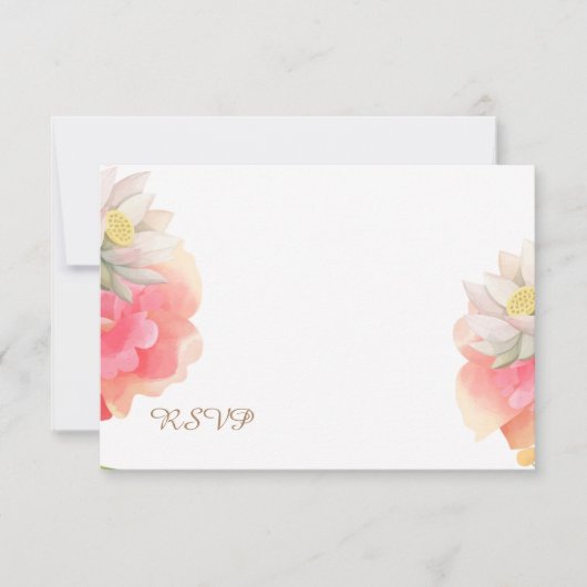 Carte RSVP Mariage Fleurs de Pêche Tropicale (Devant)