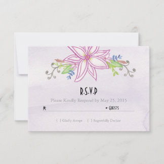 Carte RSVP Mariage Floral à l'aquarelle violette