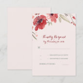 Carte Rsvp Mariage Floral Bourgogne (Devant / Derrière)