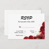 Carte RSVP Mariage Floral Rouge Et Or (Devant / Derrière)