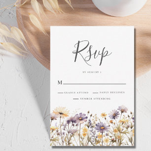 Carte RSVP Mariage Floral Violet