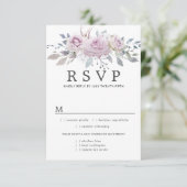Carte RSVP Mariage Floral Violet, Options de repas (Debout devant)