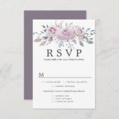 Carte RSVP Mariage Floral Violet, Options de repas (Devant / Derrière)
