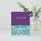 CARTE RSVP Mariage Florale Violette et Aqua IMPRIM (Debout devant)