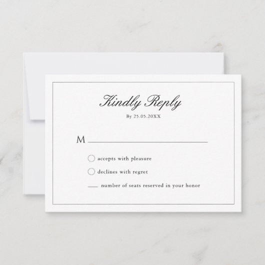 Carte RSVP mariage Forme Florale Crest Monogramme (Devant)