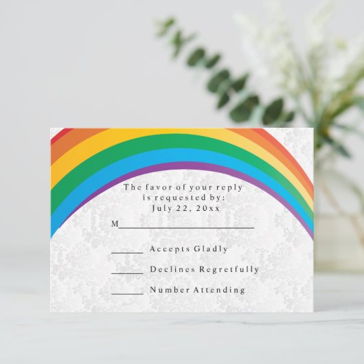 Carte RSVP Mariage Gay Arc-en-Ciel (Debout devant)