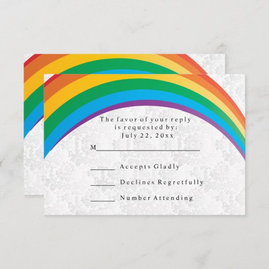 Carte RSVP Mariage Gay Arc-en-Ciel (Devant / Derrière)