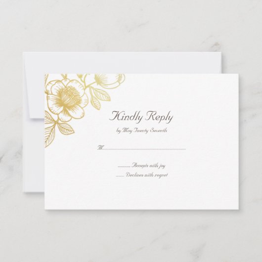 Carte RSVP Mariage Golden Flowers (Devant)