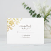 Carte RSVP Mariage Golden Flowers (Debout devant)