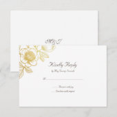 Carte RSVP Mariage Golden Flowers (Devant / Derrière)