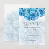 Carte RSVP mariage hydrangea bleu (Devant / Derrière)