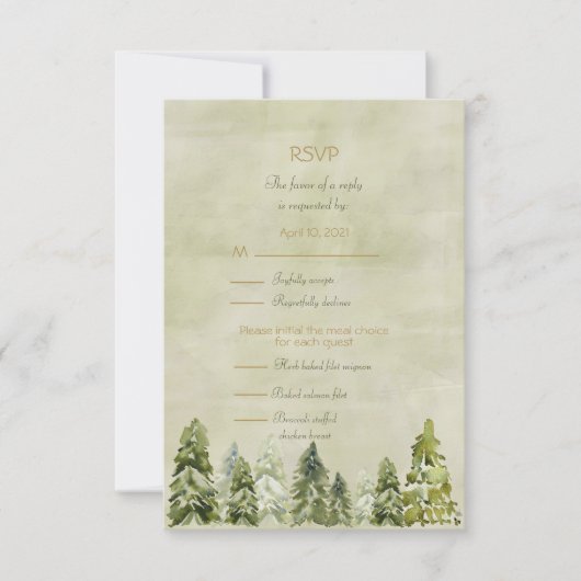 Carte RSVP mariage In the Pines (Devant)