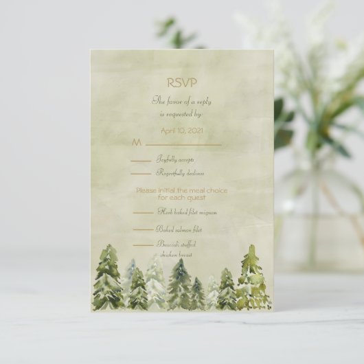 Carte RSVP mariage In the Pines (Debout devant)
