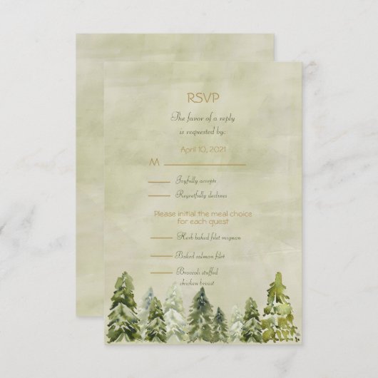 Carte RSVP mariage In the Pines (Devant / Derrière)