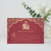 Carte RSVP Mariage Indien, Invitation Blanche et O (Debout devant)