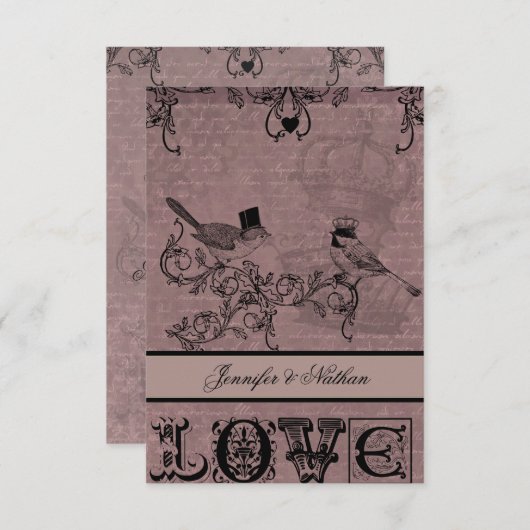 Carte RSVP mariage Inséparables (Devant / Derrière)