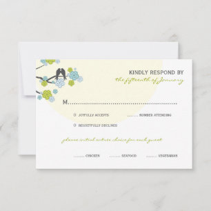Carte RSVP Mariage Inséparables Aqua Cherry Blosso