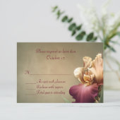 Carte RSVP Mariage Iris Bourgogne et crème (Debout devant)