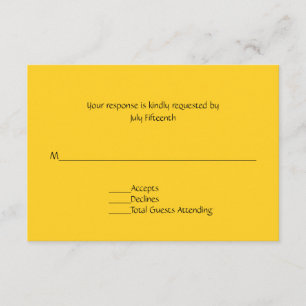 Carte RSVP Mariage Jaune clair et ensoleillé