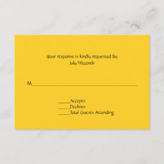 Carte RSVP Mariage Jaune clair et ensoleillé