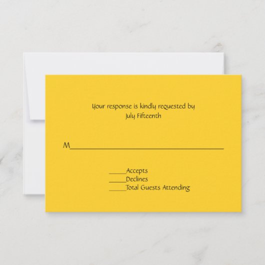 Carte RSVP Mariage Jaune clair et ensoleillé (Devant)