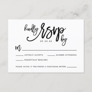 Carte RSVP Mariage Lettre Main Chic