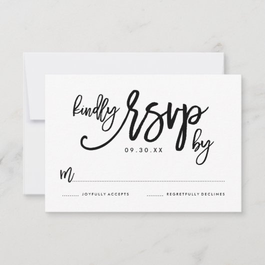 Carte RSVP Mariage Lettre Main Chic (Devant)