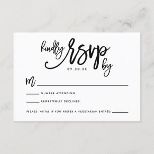 Carte RSVP Mariage Lettre Main Chic