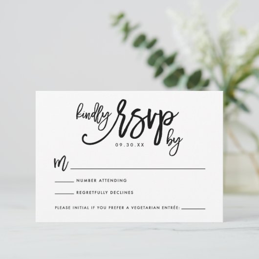 Carte RSVP Mariage Lettre Main Chic (Debout devant)