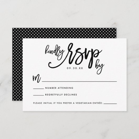 Carte RSVP Mariage Lettre Main Chic (Devant / Derrière)