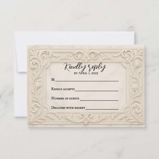 Carte RSVP Mariage Marbre Mystique (Devant)