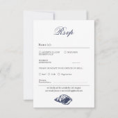 Carte Rsvp Mariage Marine Noire Océanique Nautique (Devant)