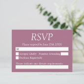 Carte RSVP Mariage Mauve élégant (Debout devant)